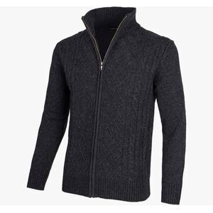 Voboom NWT Gray Full Zip Cable Knit Wool Blend Sweater Size L